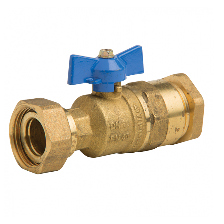 DZR Outlet Ball Valve MDPE End x Swivel Nut & N/R