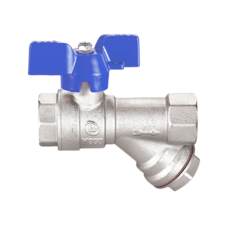 Double Lin Brass Ball Valve with Y Strainer Short Handle